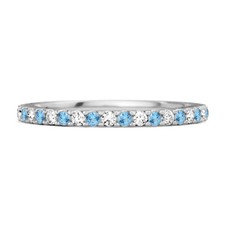 1.50 MM Round Swiss Blue Topaz Half Eternity 925 Sterling Silver Stackable Ring