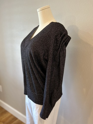 Chelsea 28 black & gold metallic knit sweater size large - Picture 2 of 4