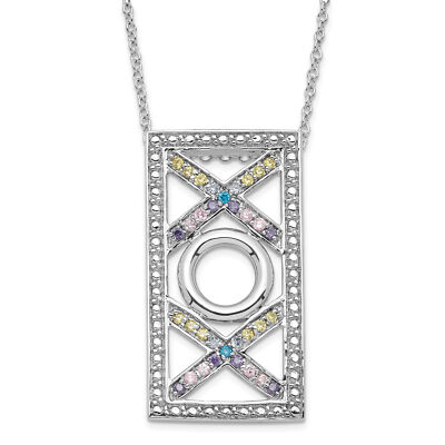 Sentimental Expressions Silver Polished Multicolor CZ Love and Kisses Necklace Q