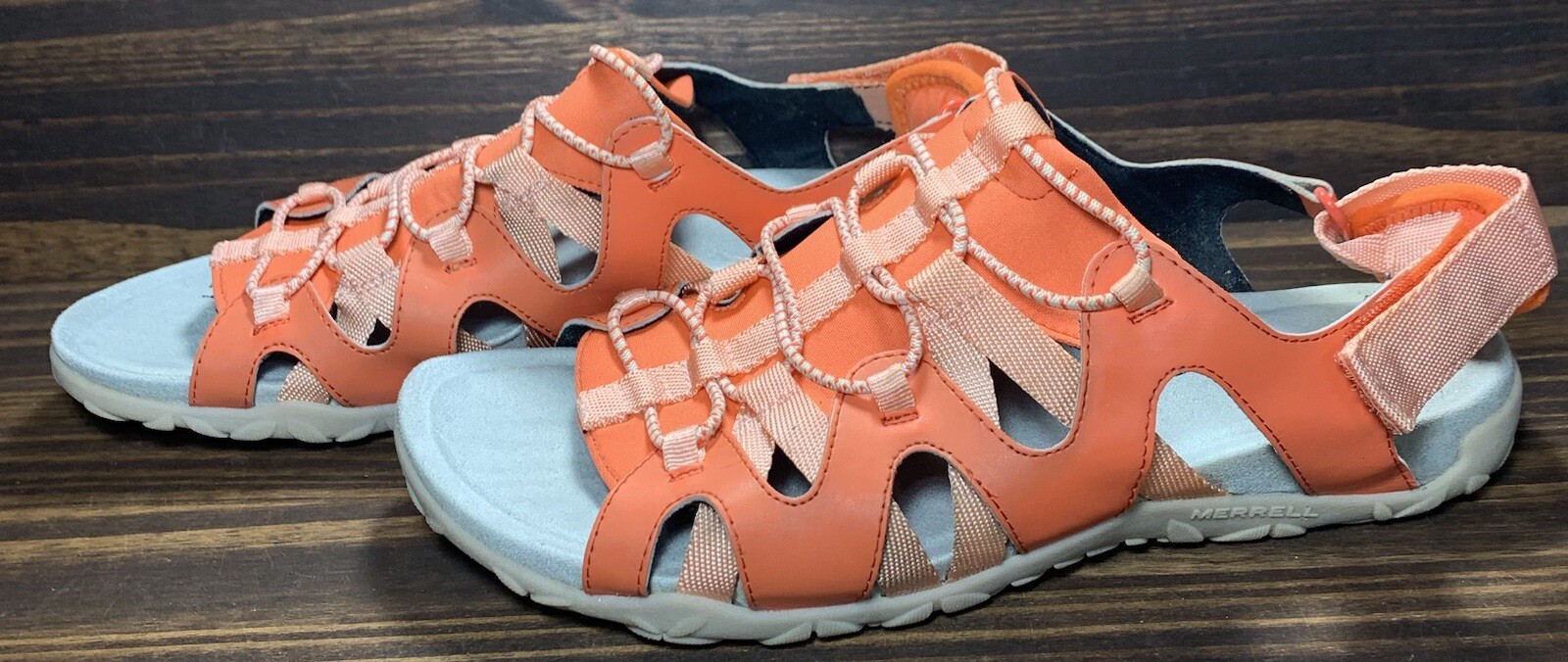 Merrell Terran Cage sandali sportivi donna taglia 10 scarpe pesci rossi rosa cinturino posteriore