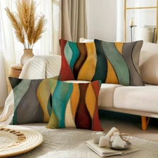 4 Piece Bohemian Geometric Wave Throw Pillow Cover Modern Decoration