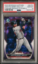 Justyn-Henry Malloy /25 PSA 10 PURPLE SAPPHIRE REFRACTOR 2023 1st Bowman Chrome