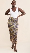 NWT 98 By Anthropologie Sz XL Ruched Mesh Skirt Purple Floral Midi/Maxi
