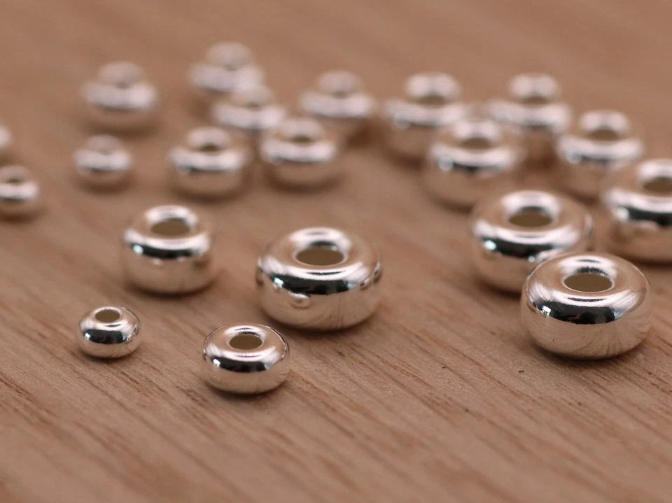 925 Sterling Silver FLAT PLAIN BEADS 3mm, 4mm, 5mm, 6mm - wholesale findings - Image 4 of 4