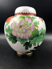 RARO ALTO 21 CM VASO POTICHè ORIENTALE CLOISONNE CLOSONNE' IN OTTONE  SMALTO