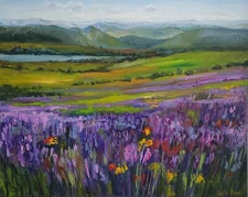 Lavender fields oil painting textured impasto painting impressionism landscape