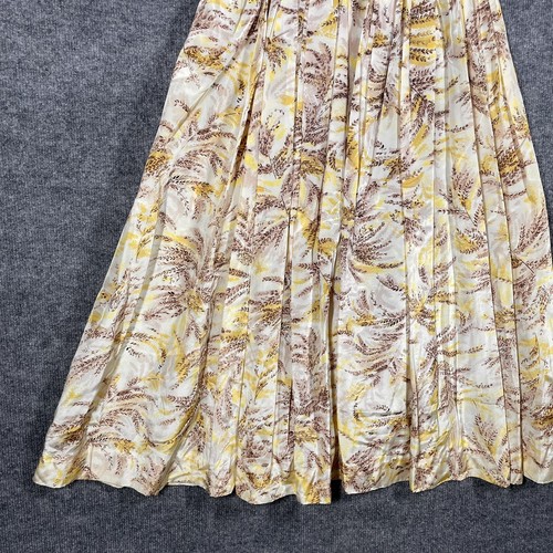 VINTAGE 40s 50s Silk Floral Wheat Sun Dress Small Yellow Tea Swing 1950s - Picture 13 of 20