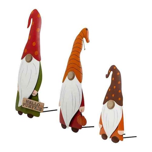 Fall Metal Gnome Family Yard Stake or Wall Decor or Standing Decor Set of 3 Fall - Picture 5 of 9