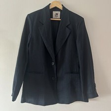 JW Jason Wu 2024 Notched Lapel Linen Blend Blazer Blue Korean Sz 66/US 6 Medium