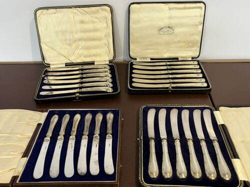 English Hallmarked Silver 4 Cutlery Sets - Picture 1 of 9