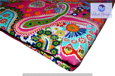 5 Yard Hand Block Paisley Print Handmade Indian Pink Jaipuri Craft Fabric