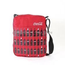 NEW Screen Printed Coke Coca-Cola Bottles on Canvas Crossbody Messenger Bag 