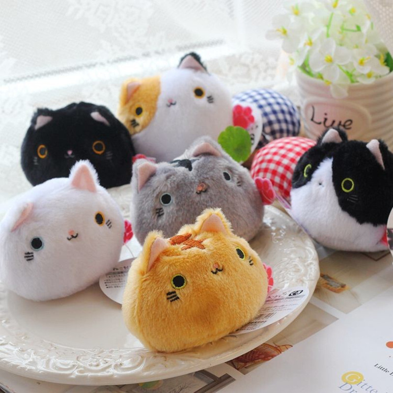 NUEVO 6 lindos juguetes de peluche de gato de cara grande 8 cm