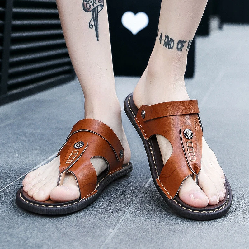 Mens open shop toe flip flops