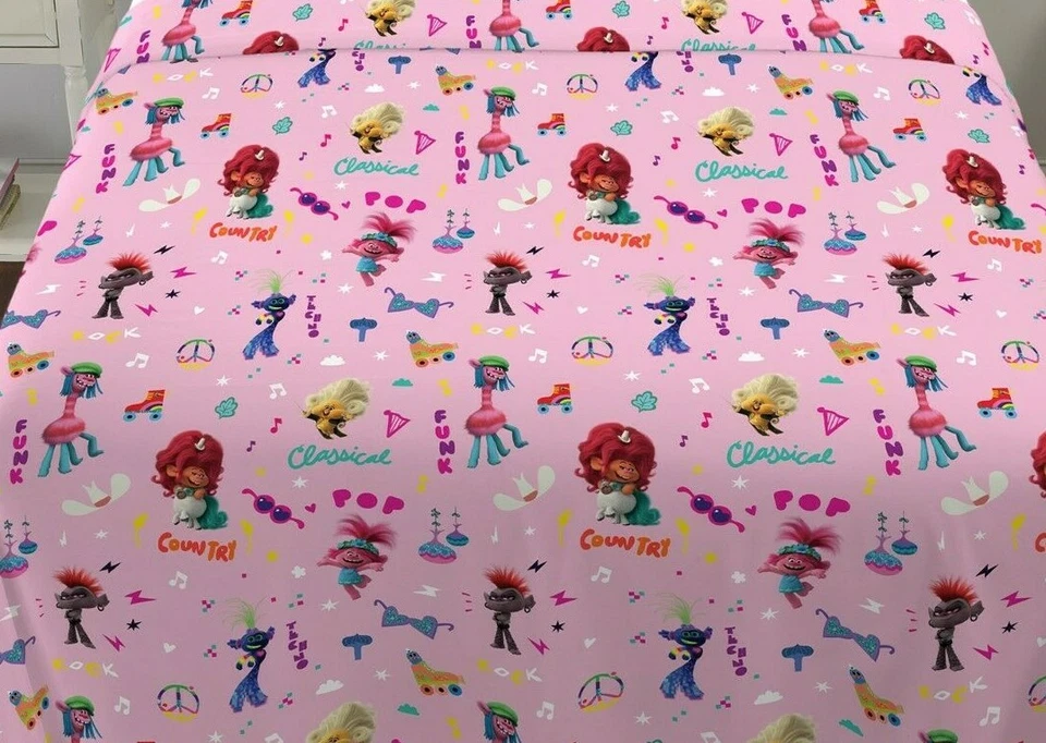 Trolls' World Tour "Find Your Beat" 4 piezas sábana completa con fundas de almohada reversibles Foto 2 de 4