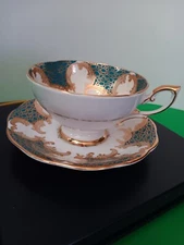 *RARE* Royal Standard Fine Bone China England Tea Cup/Saucer Blue Gold 3219