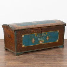 Original Hand Painted Swedish Dome Top Trunk dated 1865
