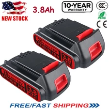 2X Lithium-Ion Battery 3.8Ah for Black and Decker 20V 20 Volt LBXR20 LBXR2020
