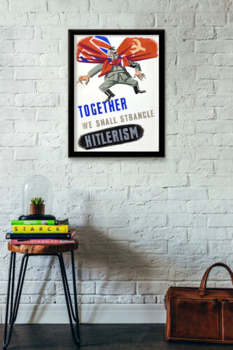 WW2 British Propaganda Poster - Together We Shall Strangle Hitlerism, Anti Nazi - Picture 3 of 63