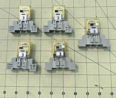 IDEC RY2-U Ice Cube Relays 3A 24VDC Coil w/ SY2S-05 Socket Bases Qty: 5 Units