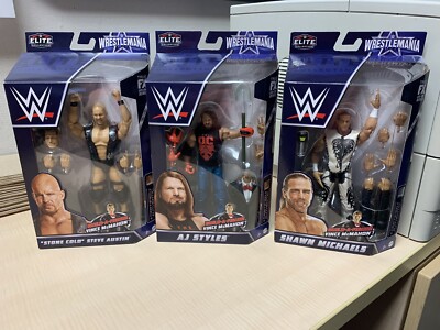 WWE WrestleMania Elite Collection Stone Cold Steve Austin AJ Styles & S. Michael