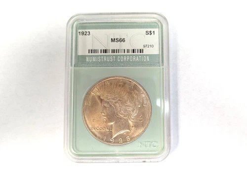 1923 Slab Peace Dollar US $1 Dollar Silver Coin NTC Certified