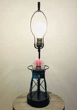 RARE 1940s Antique Buoy Channel Marker Nautical Lamp w/Flashing Red Beacon WORKS