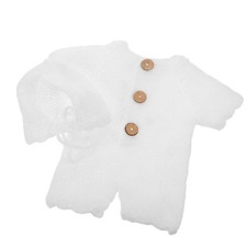 1 Set Infant Photo Props White Handmade Mohair Cotton Wrap and Crochet Outfit