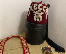 VTG Mason Regalia Shriner Fez Hat  Masonic Collar Shriners
