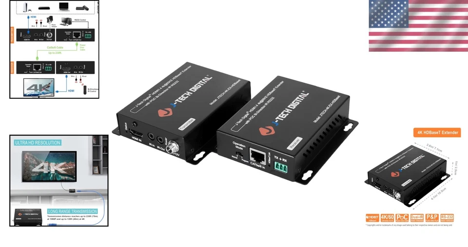 4K HDMI Extender Over Ethernet - PoC, Bi-Directional IR - Image 2 of 4