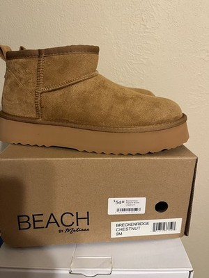 Beach by Matisse Breckenridge Platform Boots 9 Chestnut Faux Fur Pull On Suede 