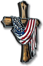 Wooden American Flag Cross Wall Decor   Layered Patriotic Laser-Cut Wood Art