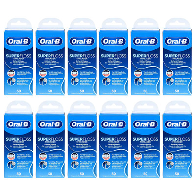12 x Oral B Zahnseide Superfloss 50 Pfäden Zahnpflege Zahnspangen