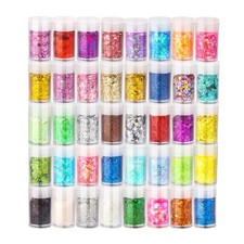 Holographic Chunky Glitter, Chunky and Fine Mix Sequins, Set of 40 Colors Fes...