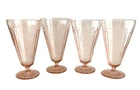 Set of 4 Pink Depression Glasses Footed Tumbler 15 oz Mayfair Open Rose Vintage
