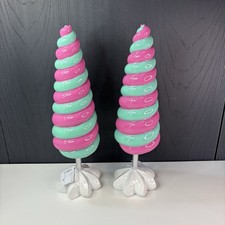 Pair of New Pink Teal Lollipop Statues Large Sweet Shop Decor Candyland Props