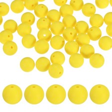 50-Pack Silicone Beads 15mm for DIY Crafts/Bracelet Bright Yellow 