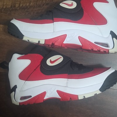 Nike Air Mission Men s Mid Top Sneakers Red/White/Black Lace Up Hook & Loop