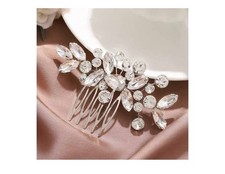 Catery Silver Crystal Bride Wedding Hair Comb Rhinestone Bridal Side Headpiece