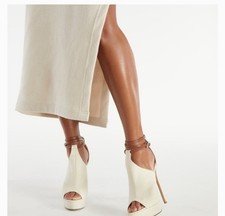 Title: Beige Peep-Toe Platform Heels   Stiletto High Heel Ankle Strap Sandals