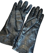 Nordstrom Gloves Vintage Black Leather 100 Cashmere Lined Size 6 1/2