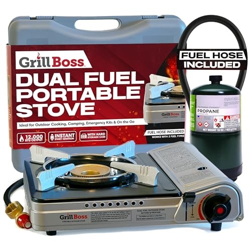 Grill Boss Dual Fuel Camp Stove for Camping Emergencies, 90057GB - Black