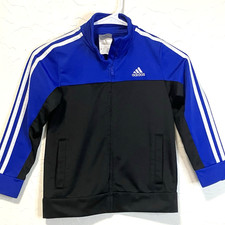 Adidas Blue  Black Full Zip Unlined Athletic Jacket Boys Sz 6