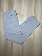 Polo Ralph Lauren Pants Sz 32x32 Blue White Seersucker Stripe Buckle Casual