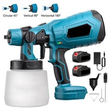 21V Cordless Paint Sprayer Fence Wall Airless HVLP Spray Gun with 2 Battery UK