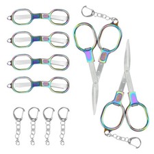 6PCS Folding Scissors, Portable Stainless Steel Travel Scissors with Keychain...