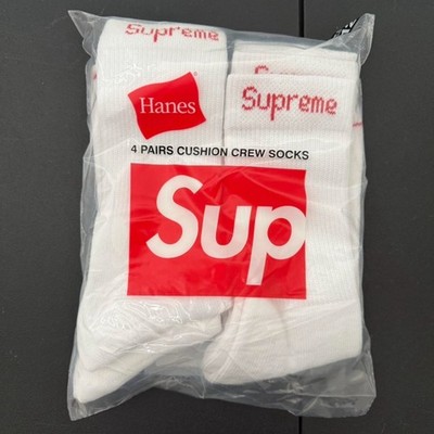 Supreme X Hanes SOCKS White (4-Pairs) AUTHENTIC BRAND NEW (FOUR