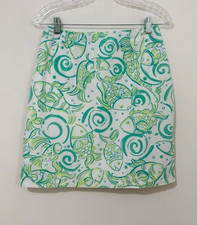 Vintage Lilly Pulitzer A-Line Skirt Blue Green Tropical Fish Print Size 4