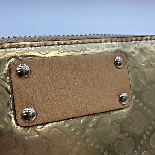 Kate Spade Wallet Gold Metallic Patent Zip Around Accordion Shinny Hearts - Picture 3 of 11