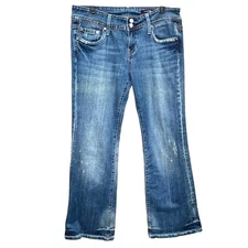 Vigoss Womens Jeans Size 11 Blue Denim Bootcut Low Rise Embroidered Pockets